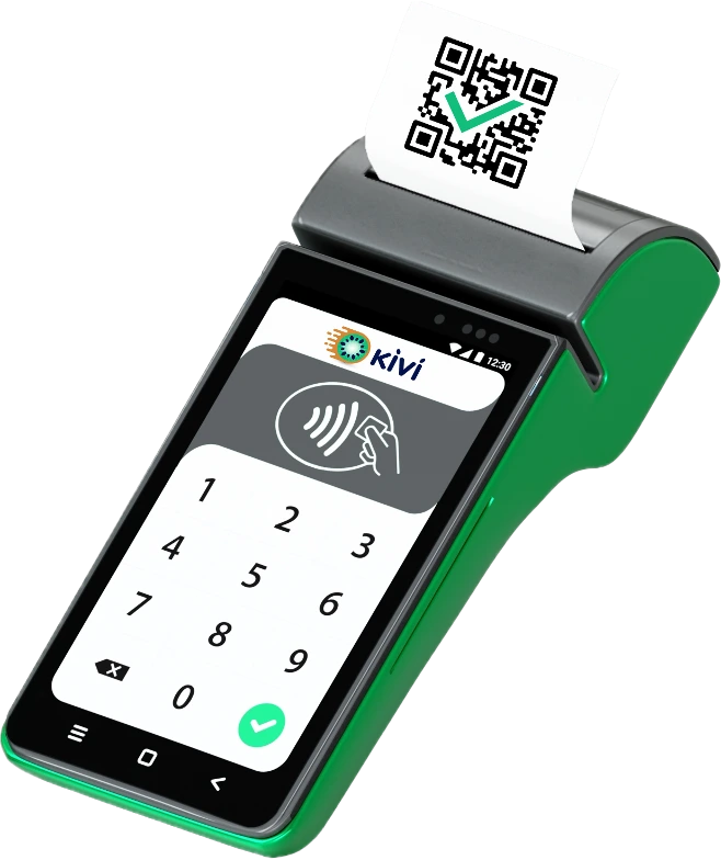 Kivi fiziki POS cihazı — QR fişli, temassız ödeme